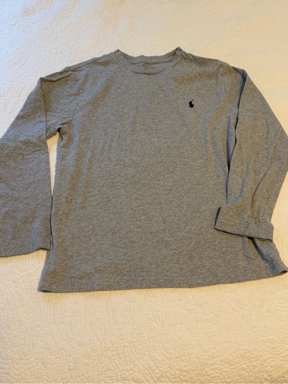 Polo by Ralph Lauren Boys Long Sleeve Crewneck - Gray with Navy Pony